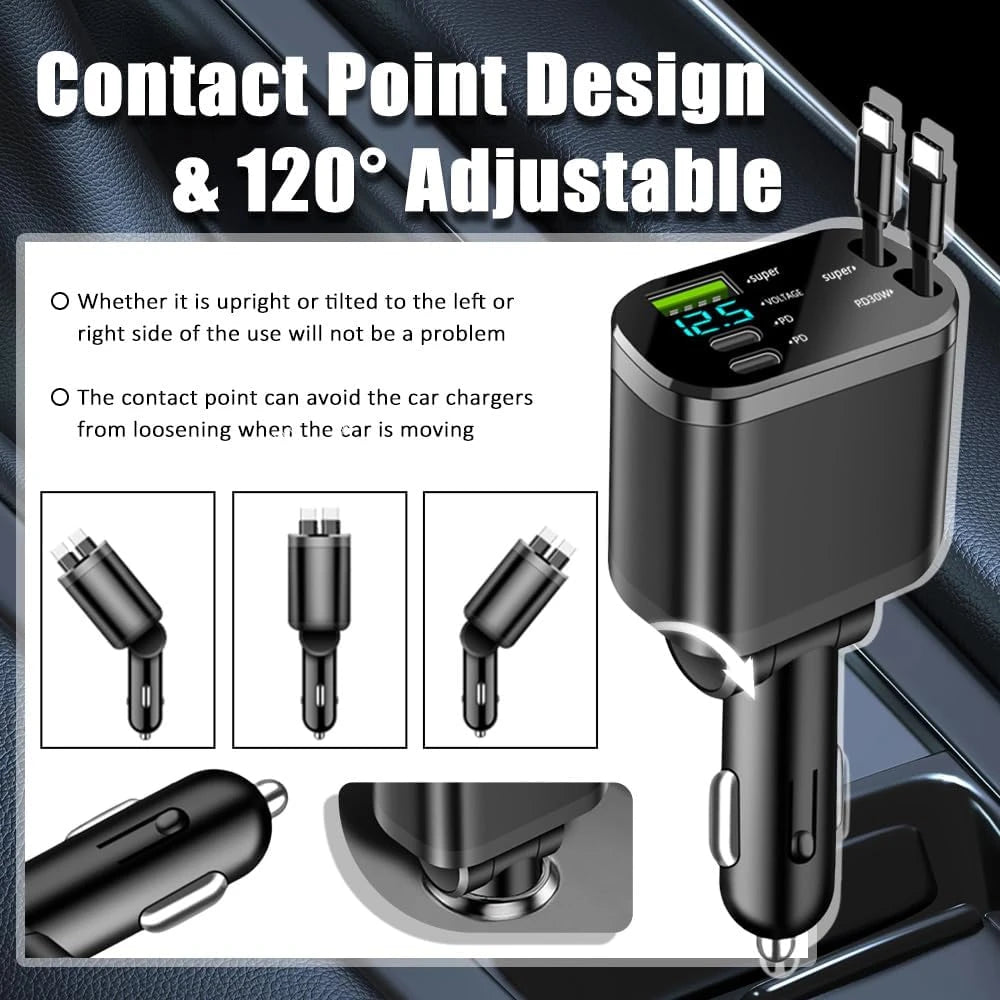 Adaptor retractabil pentru încărcător auto 5 în 1
